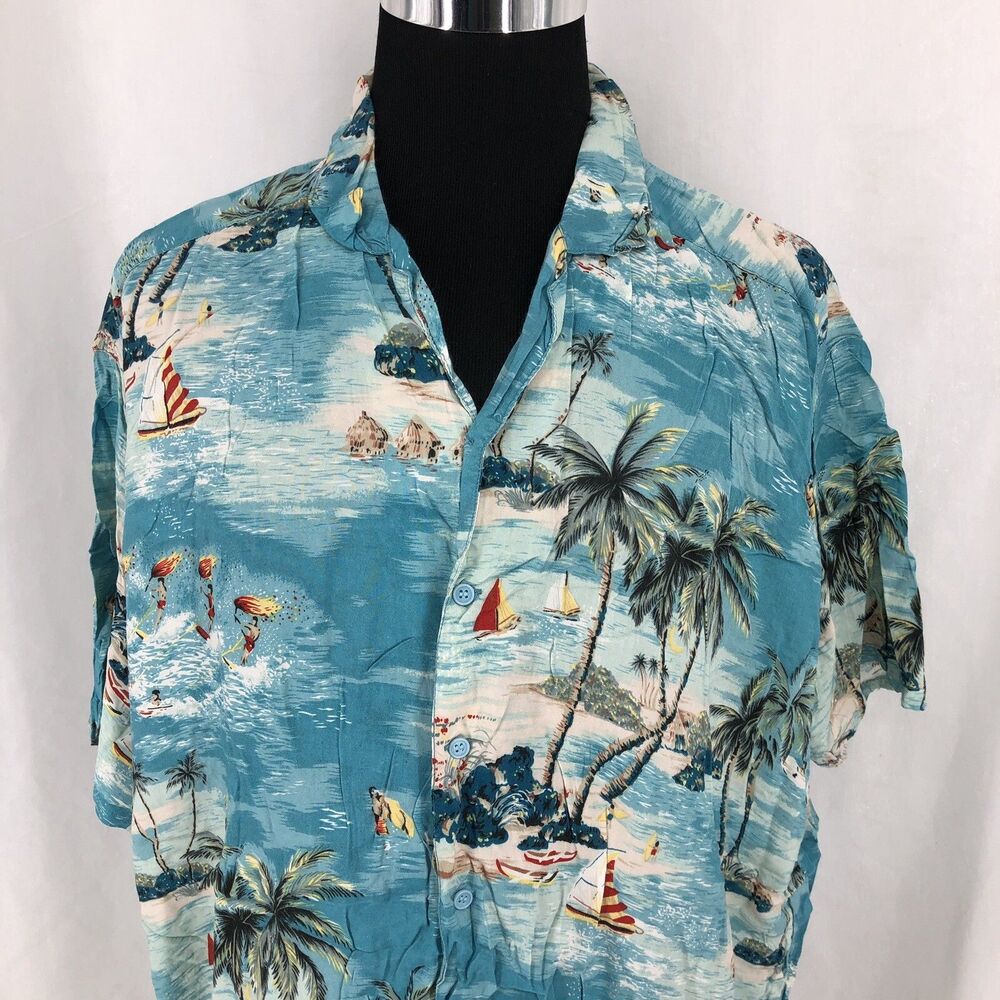 Thumbs Up Hawaiian Aloha Boat JetSki FireDancer Blue Tropical Palms 3X